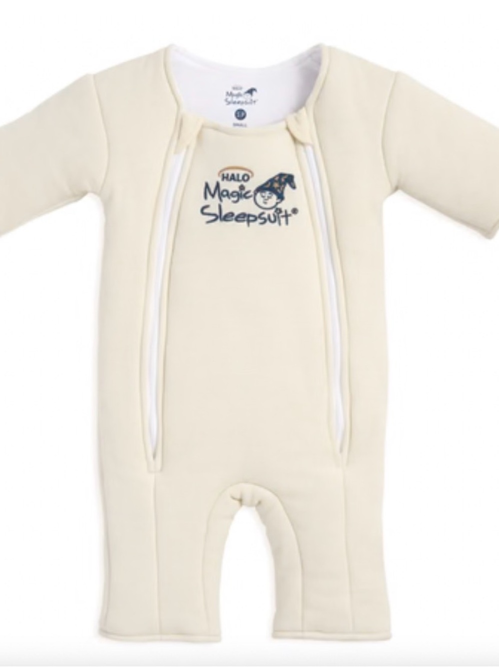Halo Magic Sleepsuit One-Piece in Cream with Navy Logo